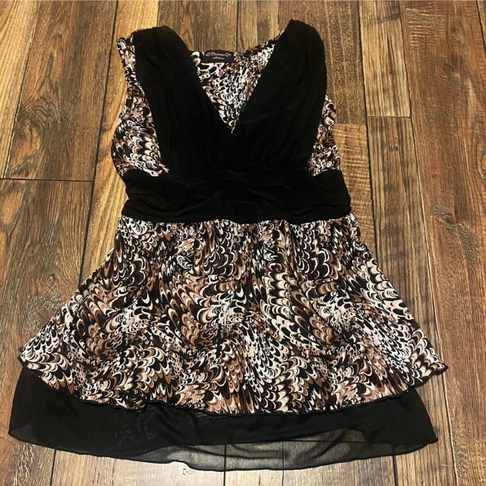 Vintage patterned chiffon babydoll top